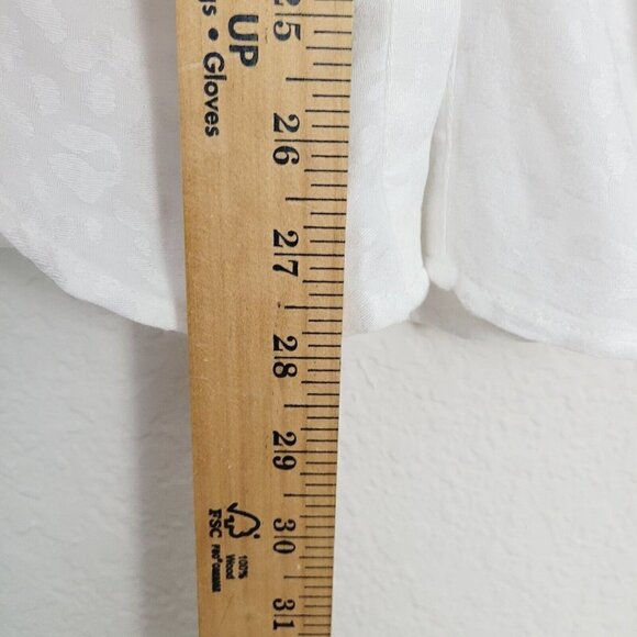 Free People Bianca Blouse White/Ivory Jacquard Animal Print Sz Med Ruched NEW - Picture 10 of 14